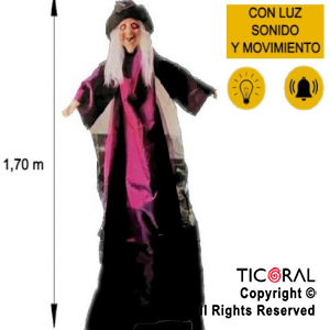 MU?ECA BRUJA FUCSIA Y NEGRO CON LUZ Y SONIDO 200 CM HALLOWEEN X 1